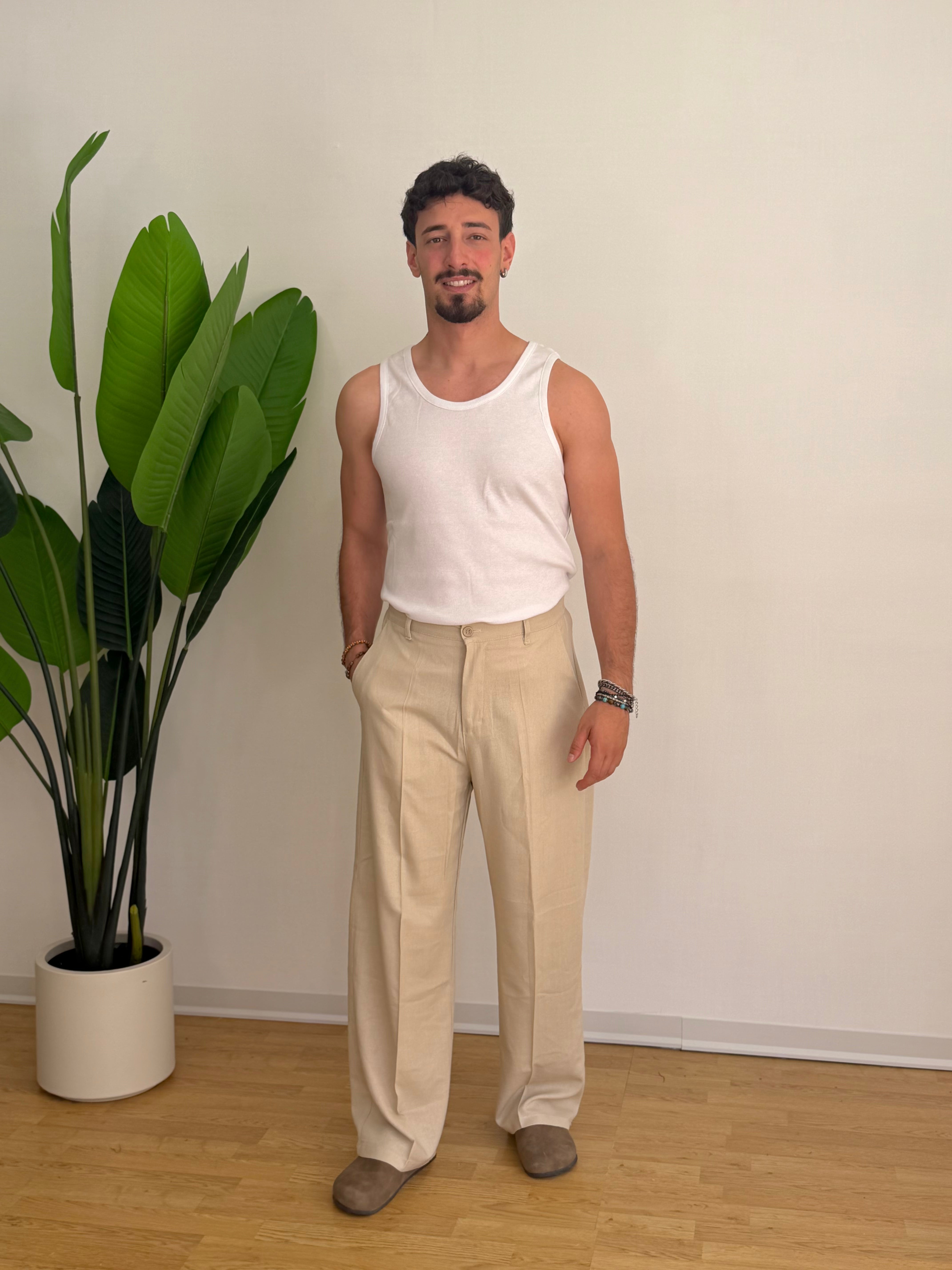 PANTALONE IN LINO FONDO AMPIO