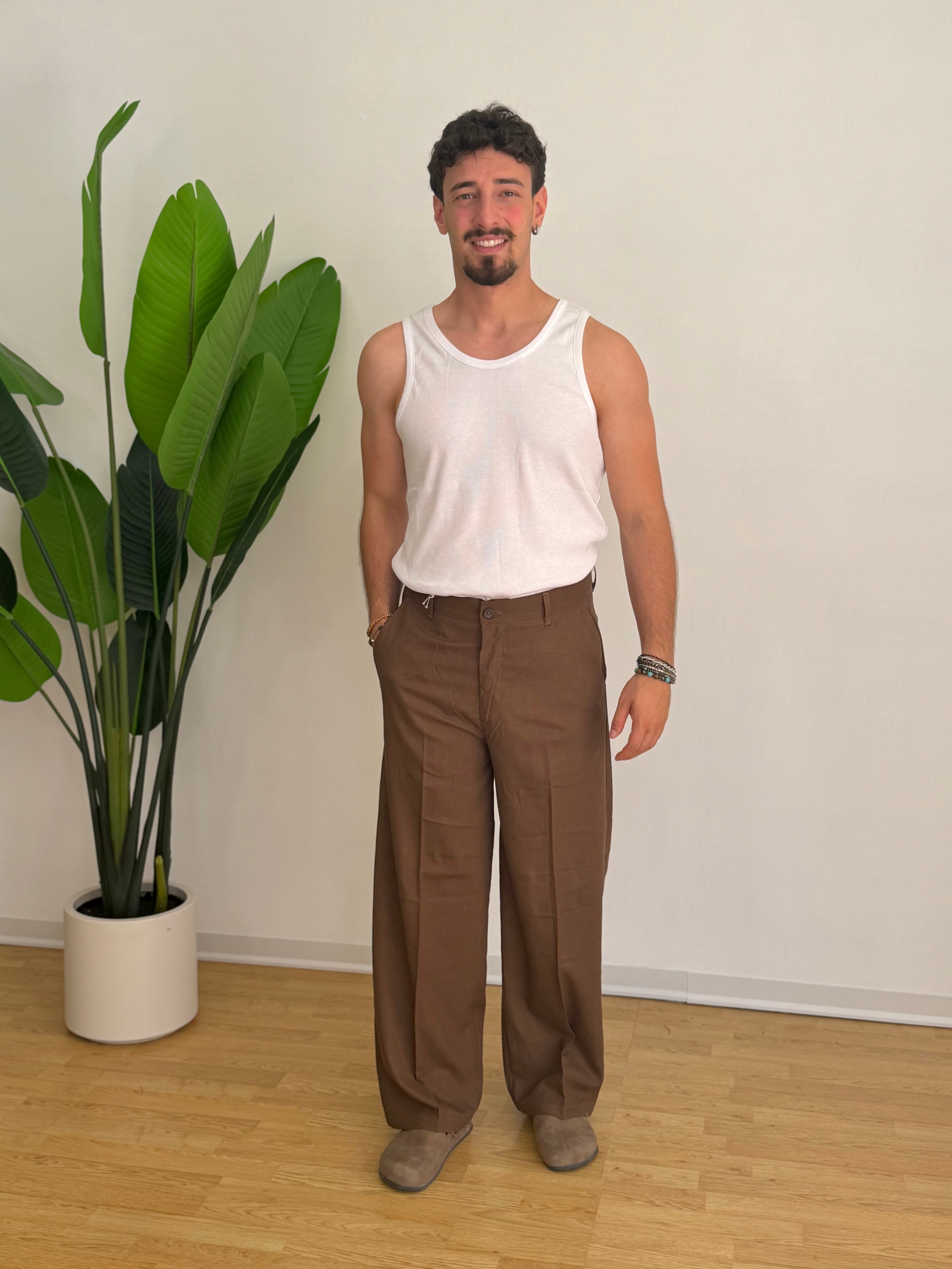 PANTALONE IN LINO FONDO AMPIO