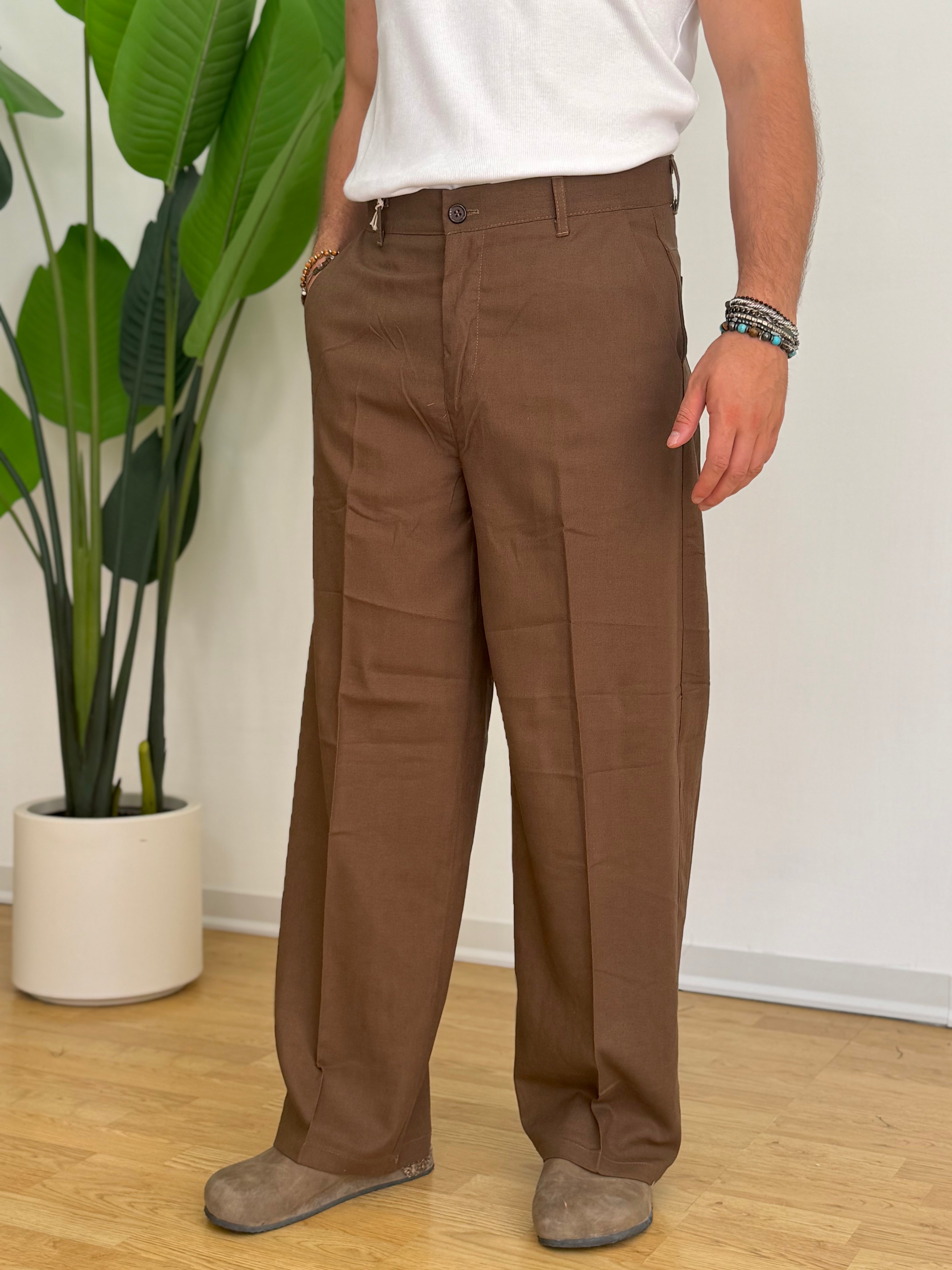 PANTALONE IN LINO FONDO AMPIO